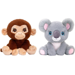 Keel Toys - Pluche Knuffel Dieren Bosvriendjes Set Koala En Chimpansee Aapje 25 Cm - Knuffeldier