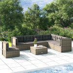 Vidaxl 7-delige Loungeset Met Kussens Poly Rattan - Grijs