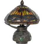 HAES deco - Tiffany Tafellamp Rood, Bruin Ø 22x21 Cm Fitting E14 / Lamp Max 1x40w