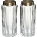Bloemenvaas - 2x - Elegance - Cilinder Vorm - Transparant - Glas - H26 X D12 Cm - Vazen