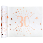 Santex Tafelloper Op Rol - 30 Jaar Verjaardag - Wit/rose Goud - 30 X 500 Cm - Polyester - Feesttafelkleden