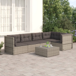 Vidaxl 5-delige Loungeset Met Kussens Poly Rattan - Grijs