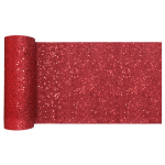 Santex Tafelloper Op Rol Glitter - Smal 18 X 500 Cm - Polyester - Feesttafelkleden - Rood