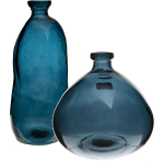 Bloemenvazen Set - 2x - Organische Fles Vorm Transparant - Glas - Vazen - Blauw