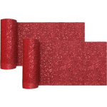 Santex Tafelloper Op Rol - 2x Glitter - Smal 18 X 500 Cm - Polyester - Feesttafelkleden - Rood