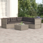 Vidaxl 5-delige Loungeset Met Kussens Poly Rattan - Grijs