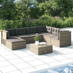 Vidaxl 7-delige Loungeset Met Kussens Poly Rattan - Grijs