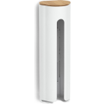 Zeller Wattenschijfjes Wand Dispenser - Kunststof/bamboe Hout - Wit - 8 X 7 X 25 Cm - Opbergbox