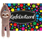 Keel Toys - Cadeaukaart Gefeliciteerd Met Knuffeldier Luiaard 50 Cm - Knuffeldier