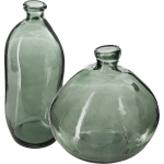 Bloemenvazen Set - 2x - Organische Fles Vorm Transparant - Glas - Vazen - Groen