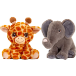 Keel Toys - Pluche Knuffel Dieren Vriendjes Set Giraffe En Olifant 25 Cm - Knuffeldier