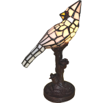 HAES deco - Tiffany Tafellamp Vogel Beige 15x12x33 Cm Fitting E14 / Lamp Max 1x25w