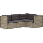 Vidaxl 4-delige Loungeset Met Kussens Poly Rattan - Grijs