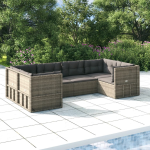 Vidaxl 6-delige Loungeset Met Kussens Poly Rattan - Grijs