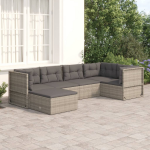 Vidaxl 6-delige Loungeset Met Kussens Poly Rattan - Grijs