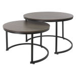 Salontafel Set Van 2 Ronde Vormen Eiken Donker/ Gemaakt Van Mdf En Metaal Ml-design - Negro