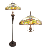 HAES deco - Tiffany Vloerlamp Creme, Geel, Blauw Ø 51x166 Cm E27/max 3x60w