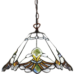 HAES deco - Hanglamp Tiffany Creme, Bruin Ø 31x107 Cm E27/max 1x60w