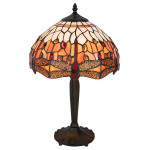 HAES deco - Tiffany Tafellamp Bruin, Rood, Geel Ø 31x47 Cm Fitting E27 / Lamp Max 1x60w