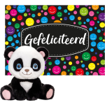 Keel Toys - Cadeaukaart Gefeliciteerd Met Knuffeldier Panda Beer 25 Cm - Knuffeldier