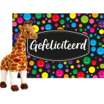 Keel Toys - Cadeaukaart Gefeliciteerd Met Knuffeldier Giraffe 30 Cm - Knuffeldier