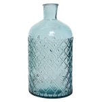 Decoris Vaas/bloemenvaas Van Gerecycled Glas - D14 X H28 Cm - Licht - Vazen - Blauw