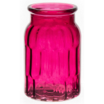 Bellatio Design Bloemenvaas Klein - Fuchsia - Transparant Glas - D10 X H16 Cm - Vazen - Roze