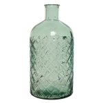 Decoris Vaas/bloemenvaas Van Gerecycled Glas - D14 X H28 Cm - Licht - Vazen - Groen