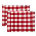Santex Tafelloper Op Rol - 2x - Wit/rood Boeren Ruit - 30 X 300 Cm - Polyester - Feesttafelkleden
