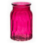 Bellatio Design Bloemenvaas - Fuchsia - Transparant Glas - D12 X H18 Cm - Vazen - Roze
