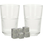 Excellent Houseware Luxe Whiskyglazen Set 4x Stuks 360 Ml Met 9x Whisky Ijsblokstenen - Whiskeyglazen