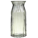 Bellatio Design Bloemenvaas - Licht - Transparant Glas - D12 X H24 Cm - Vazen - Groen