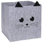 Opbergmand/kastmand Vilt Kinderkamer - Dieren Thema Kat - 32 X 32 X 32 Cm - Opbergmanden - Grijs