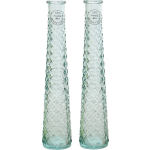 Decoris 2x Stuks Vazen/bloemenvazen Gerecycled Glas - D7 X H32 Cm - Transparant - Vazen