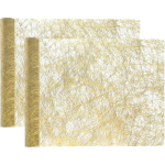 Santex Kerst Thema Diner Tafelloper Op Rol - 2x - Metallic Goud - 30 X 500 Cm - Polyester - Tafellakens