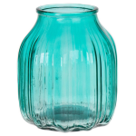 Bellatio Design Bloemenvaas Klein Transparant Glas - D14 X H16 Cm - Vazen - Turquoise