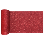 Santex Kerst Thema Tafelloper Op Rol Glitter - Smal 18 X 500 Cm - Polyester - Tafellakens - Rood