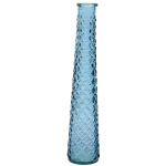 Decoris Vaas/bloemenvaas Van Gerecycled Glas - D7 X H32 Cm - Transparant - Vazen - Blauw