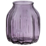 Bellatio Design Bloemenvaas Klein Transparant Glas - D14 X H16 Cm - Vazen - Paars