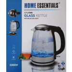 Home Essentials Glazen Waterkoker 1,7l Met Led Licht 2200w - Best Seller - Zwart