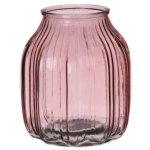 Bellatio Design Bloemenvaas Klein - Oud - Transparant Glas - D14 X H16 Cm - Vazen - Roze