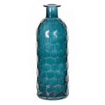 Bellatio Design Bloemenvaas - Petrol - Transparant Glas Honingraat - D7 X H20 Cm - Vazen - Blauw