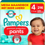 Pampers - Premium Protection Pants - Maat 4 - Mega Maandbox - 216 Stuks - 9/15 Kg