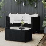 Vidaxl 4-delige Loungeset Met Kussens Poly Rattan - Zwart