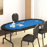 Vidaxl Pokertafelblad Voor 10 Spelers Inklapbaar 208x106x3 Cm - Blauw