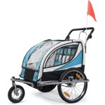 Samax- Fietskar 360 Graden Draaibaar, 2 In 1 Jogger In Blauw, Zilveren Frame