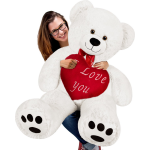 Monzana Knuffel-teddybeer Xxl Wit Incl. Hartkussen- 148cm-valentijn-valentijnscadeau-beer