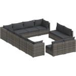 Vidaxl 12-delige Loungeset Met Kussens Poly Rattan - Grijs