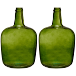 Giftdecor Bloemenvazen 2x Stuks - Flessen Model - Glas Transparant - 22 X 39 Cm - Vazen - Groen