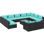 Vidaxl 12-delige Loungeset Met Kussens Poly Rattan - Zwart